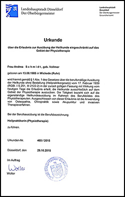 Urkunde Andrea Schmidt